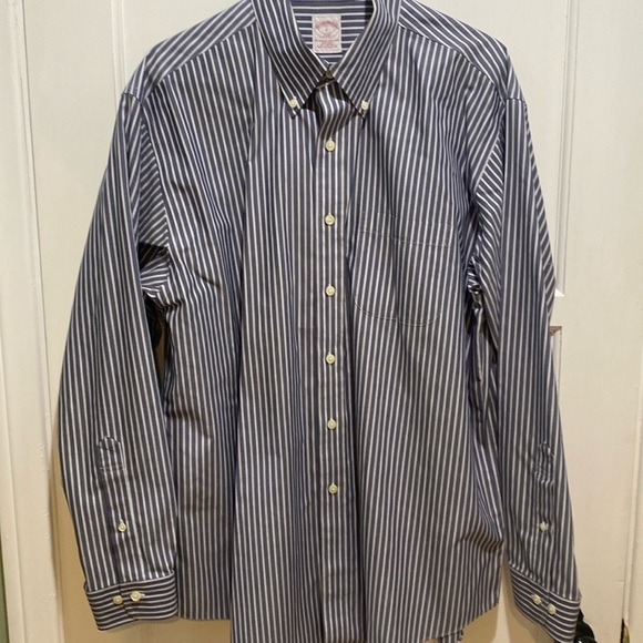 Brooks Brothers 346 blue Stripes Long Sleeve Button Down Dress Shirt, large - Picture 1 of 6